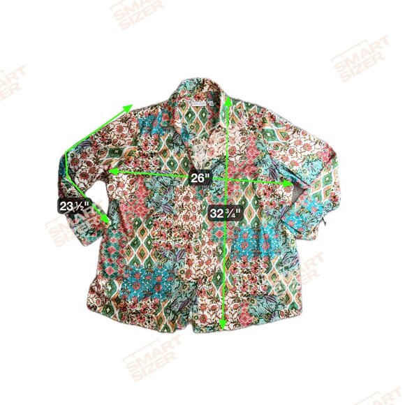 Susan Graver Womens Button Up Shirt Size 2X Floral Patchwork Blouse Work Boho - Picture 2 of 8